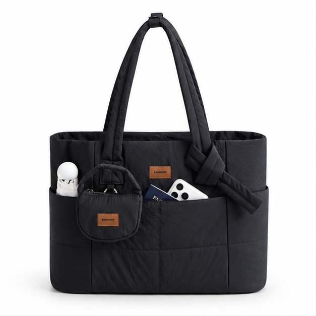 Quilted Multi-Pocket Lightweight Travel Tote Bag-4
