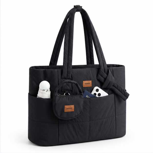 Quilted Multi-Pocket Lightweight Travel Tote Bag-1