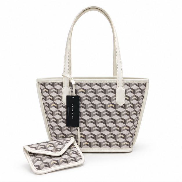 Geometric Pattern Tote Bag With Pouch-4