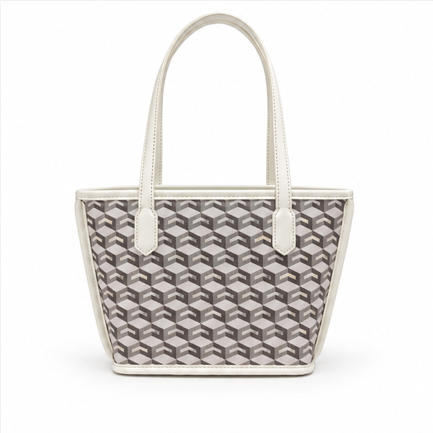 Geometric Pattern Tote Bag With Pouch-2