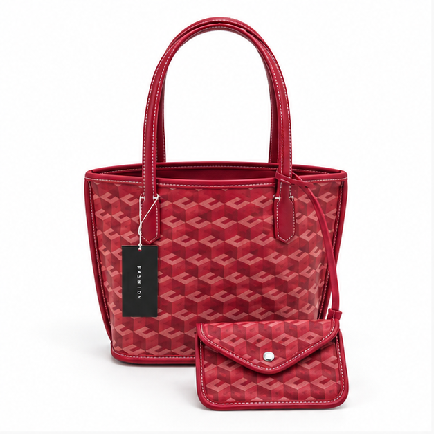 Geometric Pattern Tote Bag With Pouch-4