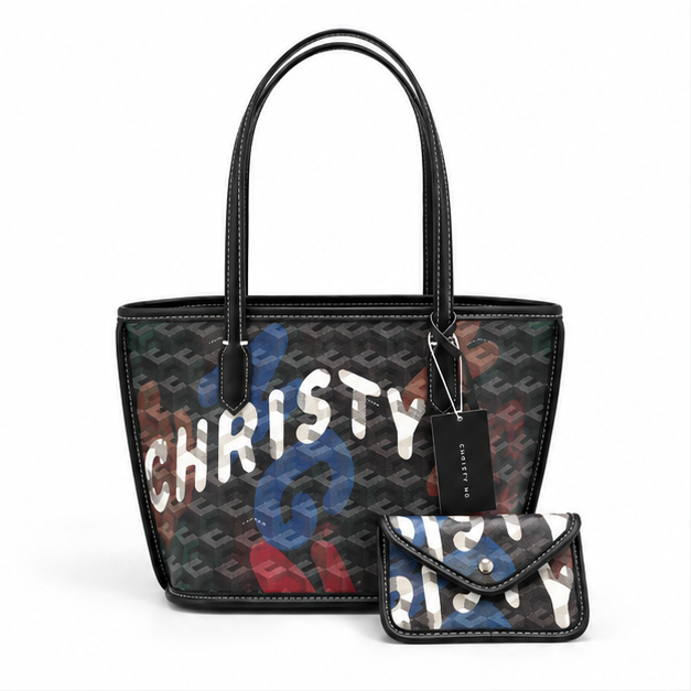 Graffiti Print Tote Bag With Pouch-4