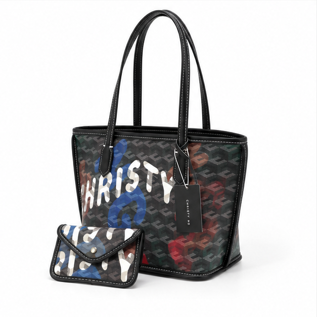 Graffiti Print Tote Bag With Pouch-3