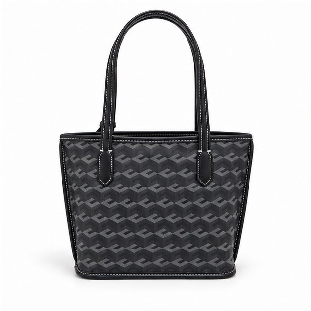 Monogram Pattern Tote With Matching Pouch-2