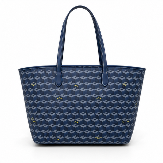 Navy Geometric Pattern Tote Pouch Set-2