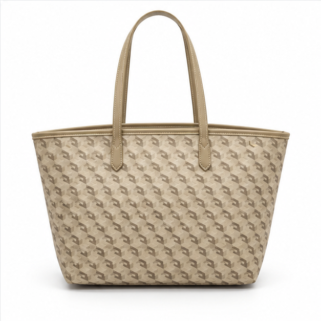 Khaki Geometric Pattern Tote Pouch Set-2