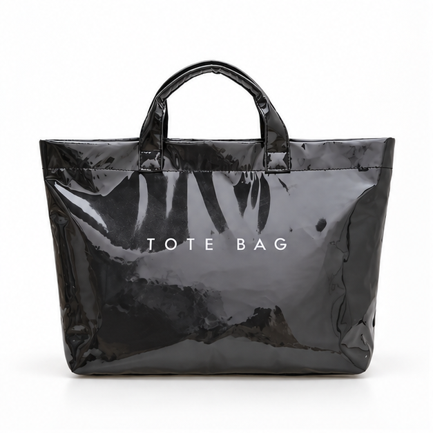 Glossy Black Everyday Lightweight Tote Bag-4