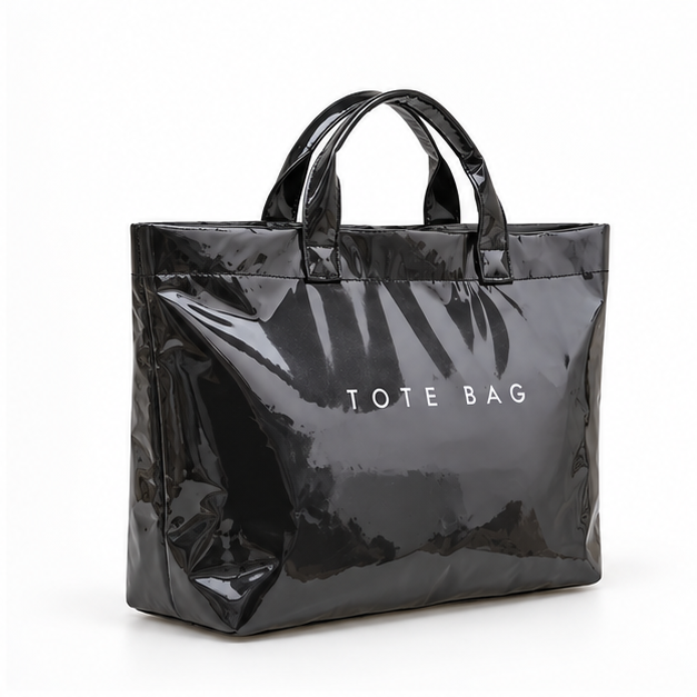 Glossy Black Everyday Lightweight Tote Bag-1
