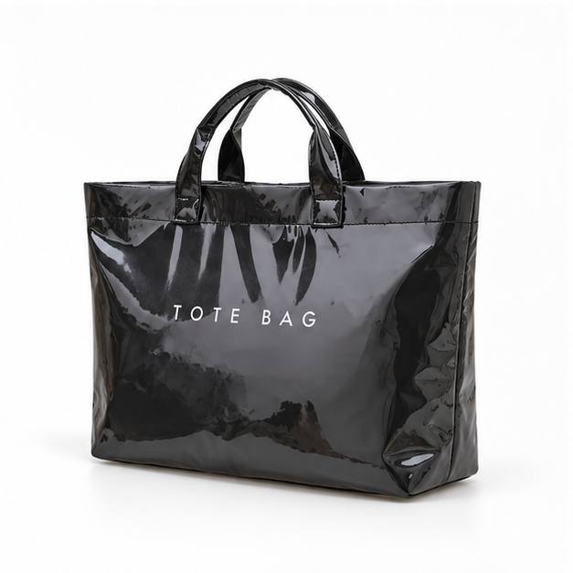 Glossy Black Everyday Lightweight Tote Bag-3