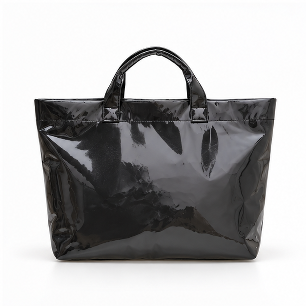 Glossy Black Everyday Lightweight Tote Bag-2