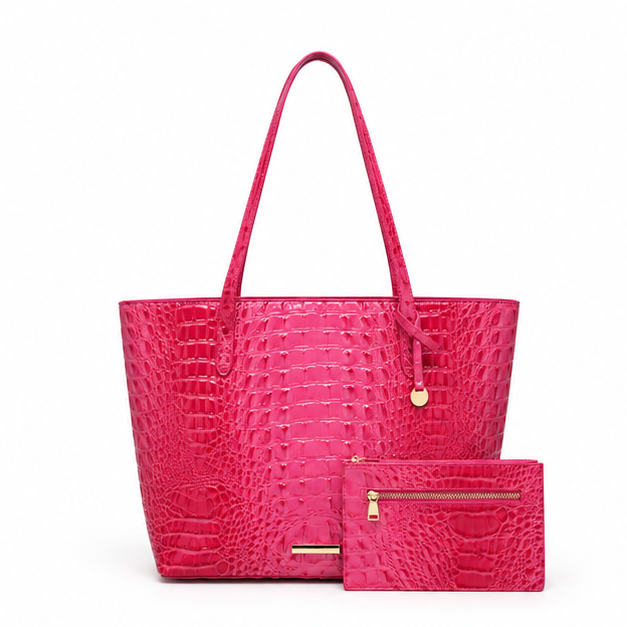 Crocodile Embossed Tote Bag Pouch Set-4