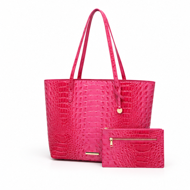 Crocodile Embossed Tote Bag Pouch Set-3