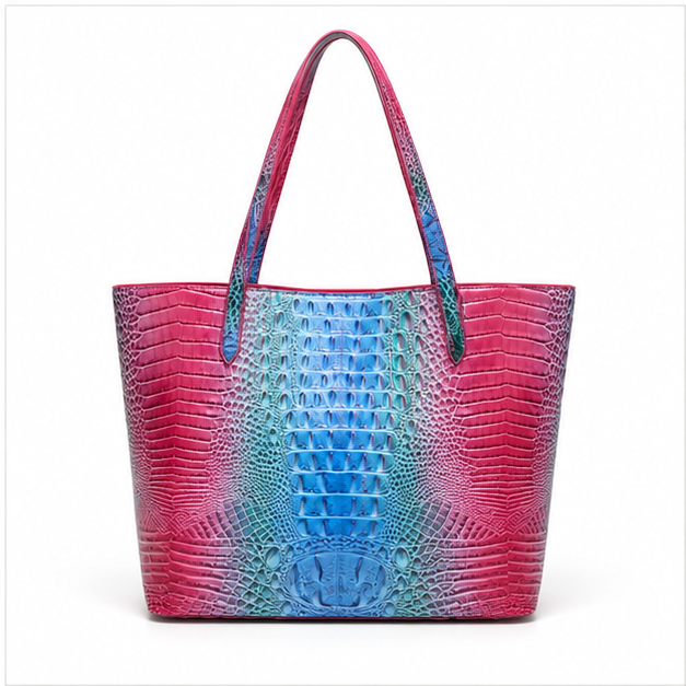 Multicolor Crocodile Embossed Tote Bag Set-2