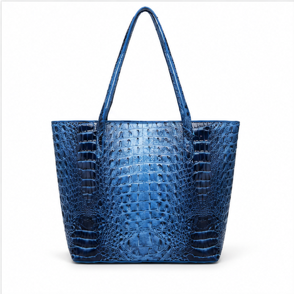 Glossy Crocodile Embossed Tote Pouch Set-2