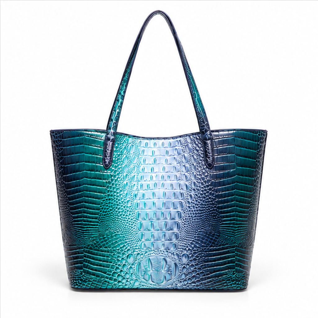 Iridescent Crocodile Embossed Tote Bag Set-2