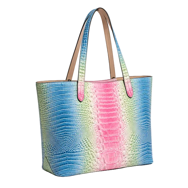 Grey Blue Purple Crocodile Tote Bag-1