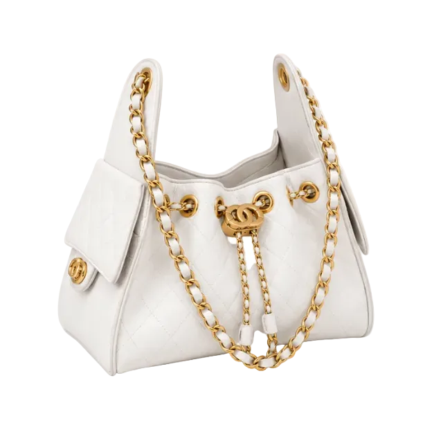 Elegant White Quilted Chain Shoulder Handbag-1