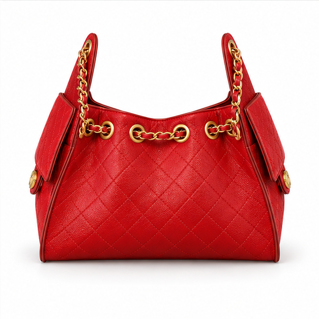 Luxury Red Quilted Chain Shoulder Handbag-2