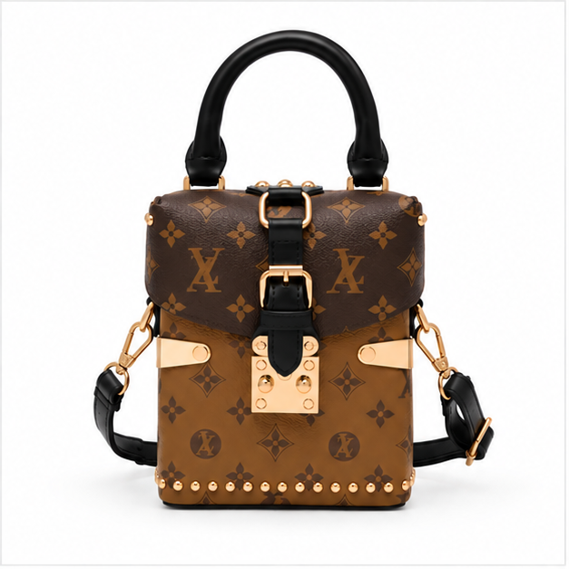 Vintage Monogram Structured Trunk Shoulder Handbag-4