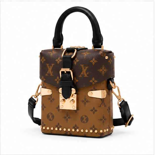 Vintage Monogram Structured Trunk Shoulder Handbag-3