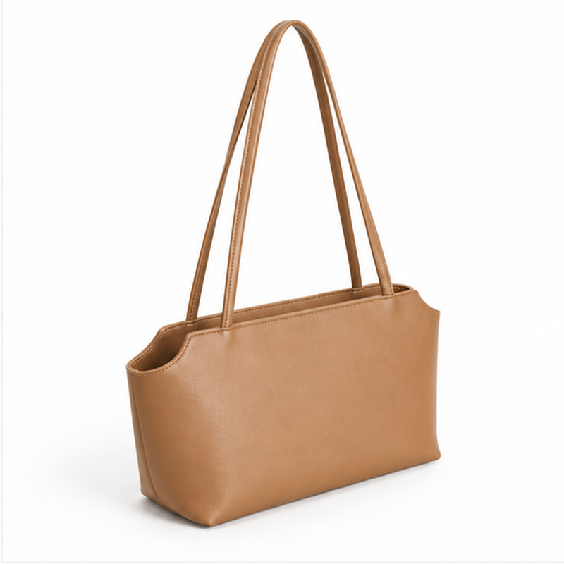 Light Brown Minimalist Everyday Shoulder Tote-1