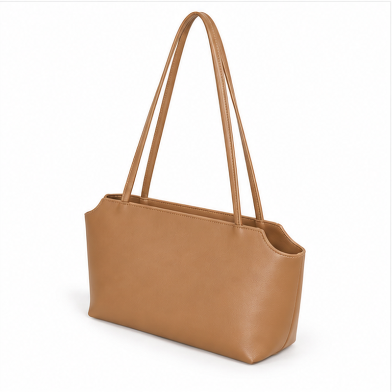 Light Brown Minimalist Everyday Shoulder Tote-3