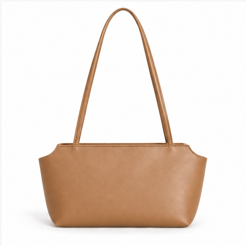 Light Brown Minimalist Everyday Shoulder Tote-2