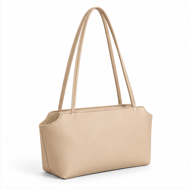 Beige Minimalist Everyday Shoulder Tote Bag-3