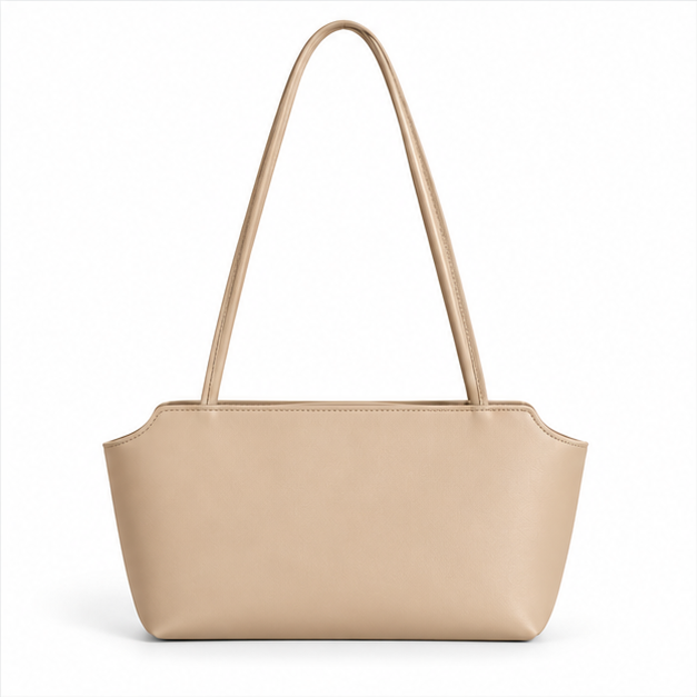 Beige Minimalist Everyday Shoulder Tote Bag-2