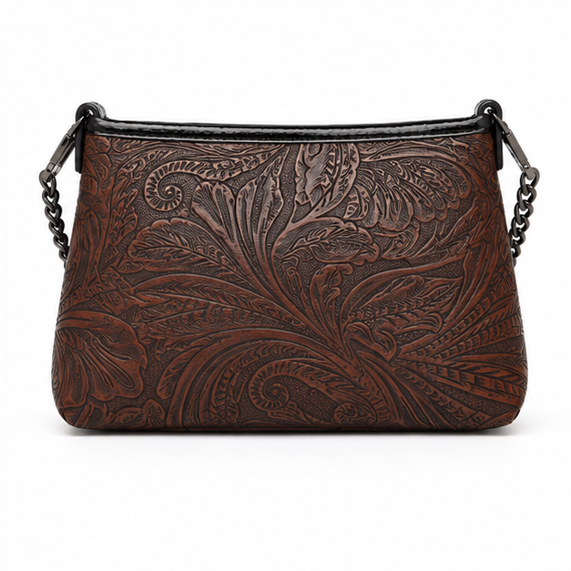 Embossed Floral Chain Shoulder Bag Purse-2