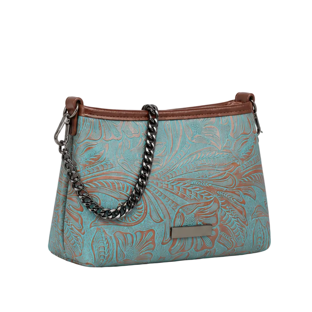 Turquoise Paisley Chain Shoulder Crossbody Bag-1
