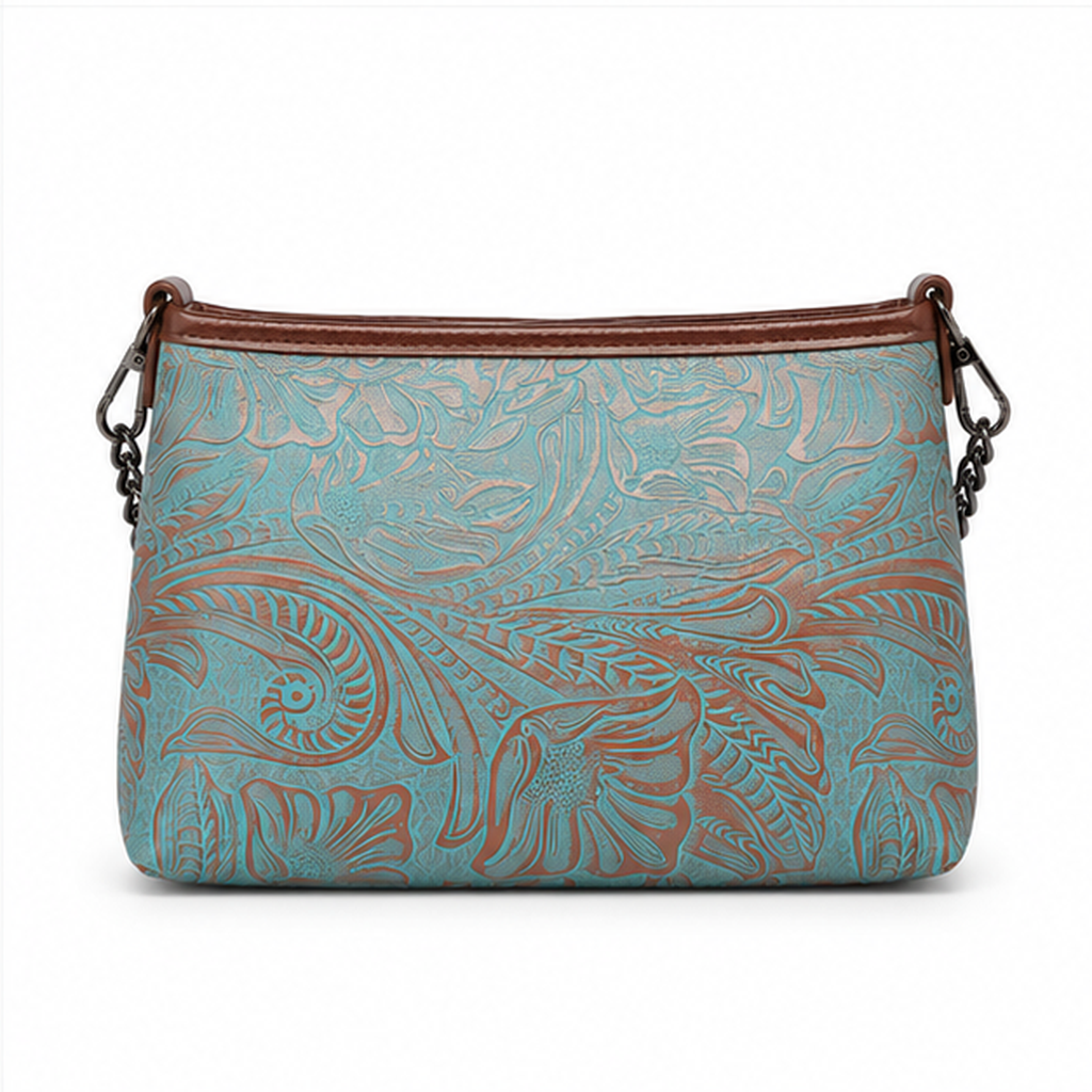 Turquoise Paisley Chain Shoulder Crossbody Bag-2