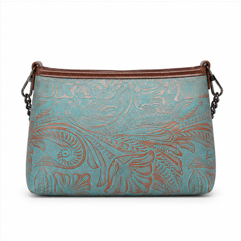 Turquoise Paisley Chain Shoulder Crossbody Bag-2