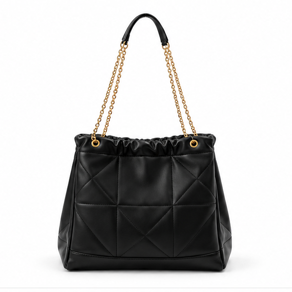 Black Quilted Chain Strap Shoulder Bag-4