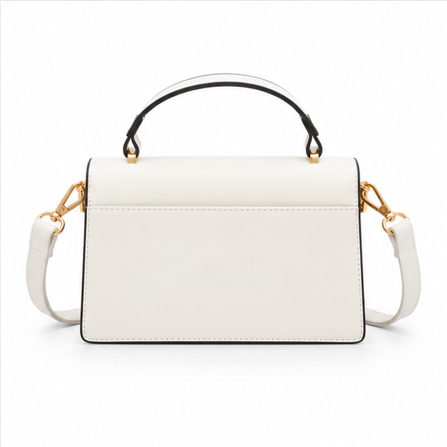 Elegant Ivory Geometric Chain Crossbody Bag