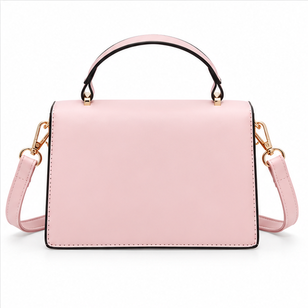 Elegant Pink Geometric Chain Shoulder Handbag-2