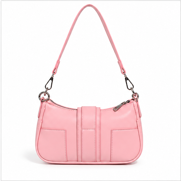 Pink Chain Buckle Shoulder Handbag Purse-2
