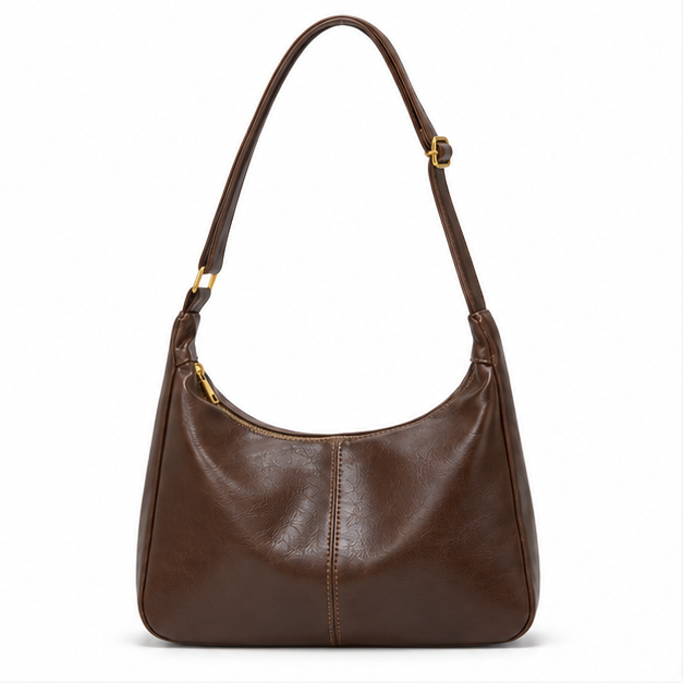 Vintage Brown Leather Hobo Shoulder Bag-8