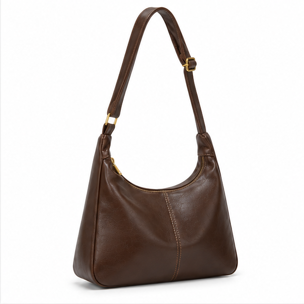 Vintage Brown Leather Hobo Shoulder Bag-1
