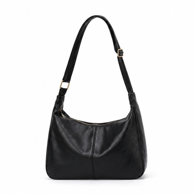 Classic Black Adjustable Hobo Shoulder Bag-7