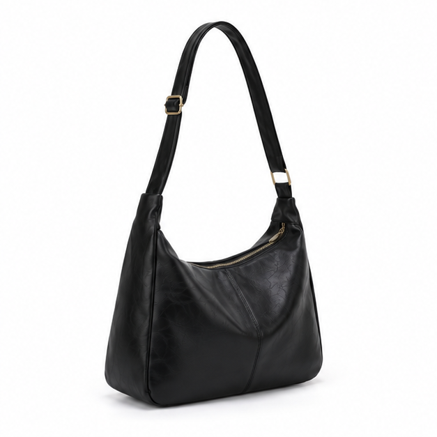 Classic Black Adjustable Hobo Shoulder Bag-1