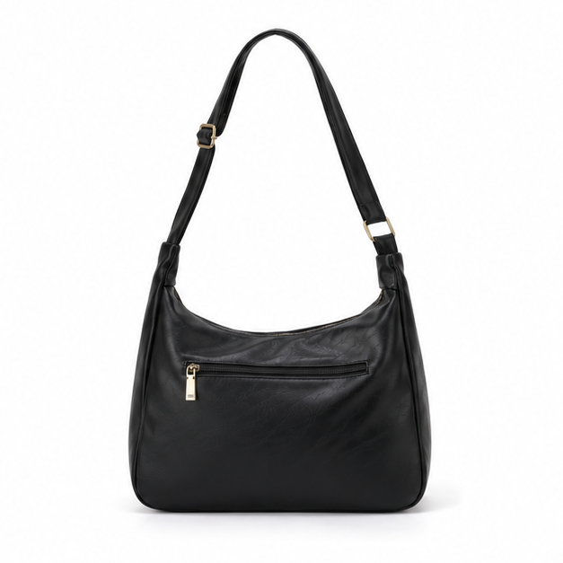 Classic Black Adjustable Hobo Shoulder Bag-5