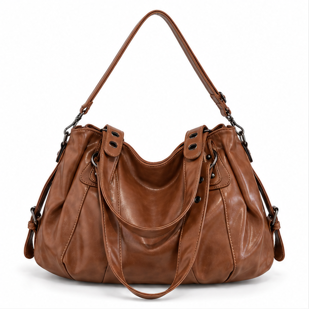 Coffee Brown Vintage Leather Shoulder Handbag-4