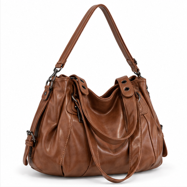 Coffee Brown Vintage Leather Shoulder Handbag-1