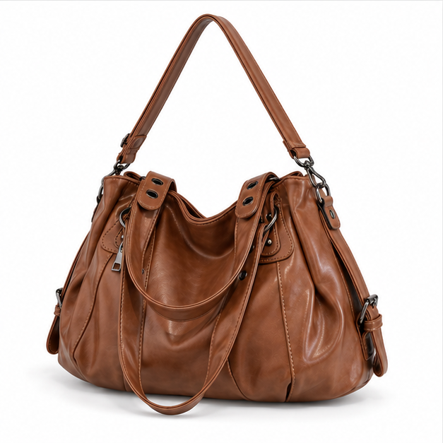Coffee Brown Vintage Leather Shoulder Handbag-3