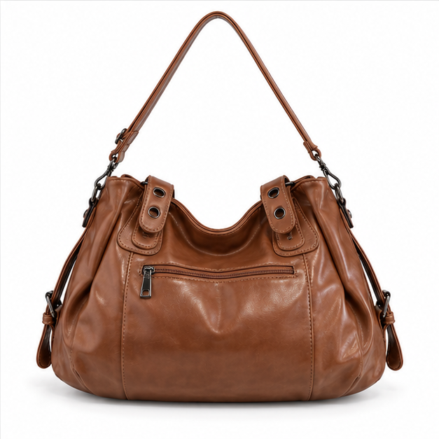 Coffee Brown Vintage Leather Shoulder Handbag