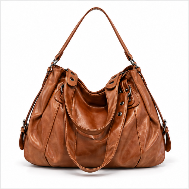 Vintage Brown Slouchy Leather Shoulder Handbag-4