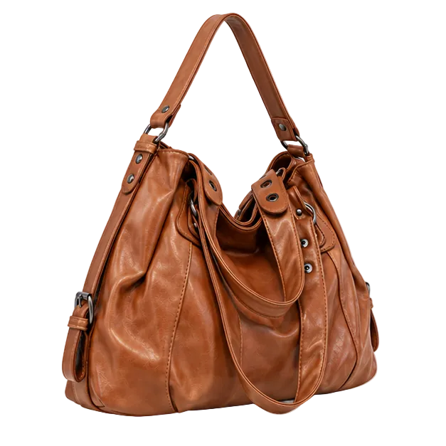 Vintage Brown Slouchy Leather Shoulder Handbag-1