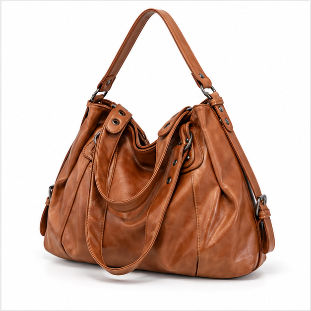 Vintage Brown Slouchy Leather Shoulder Handbag-3