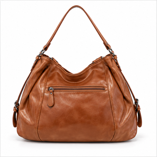 Vintage Brown Slouchy Leather Shoulder Handbag-2